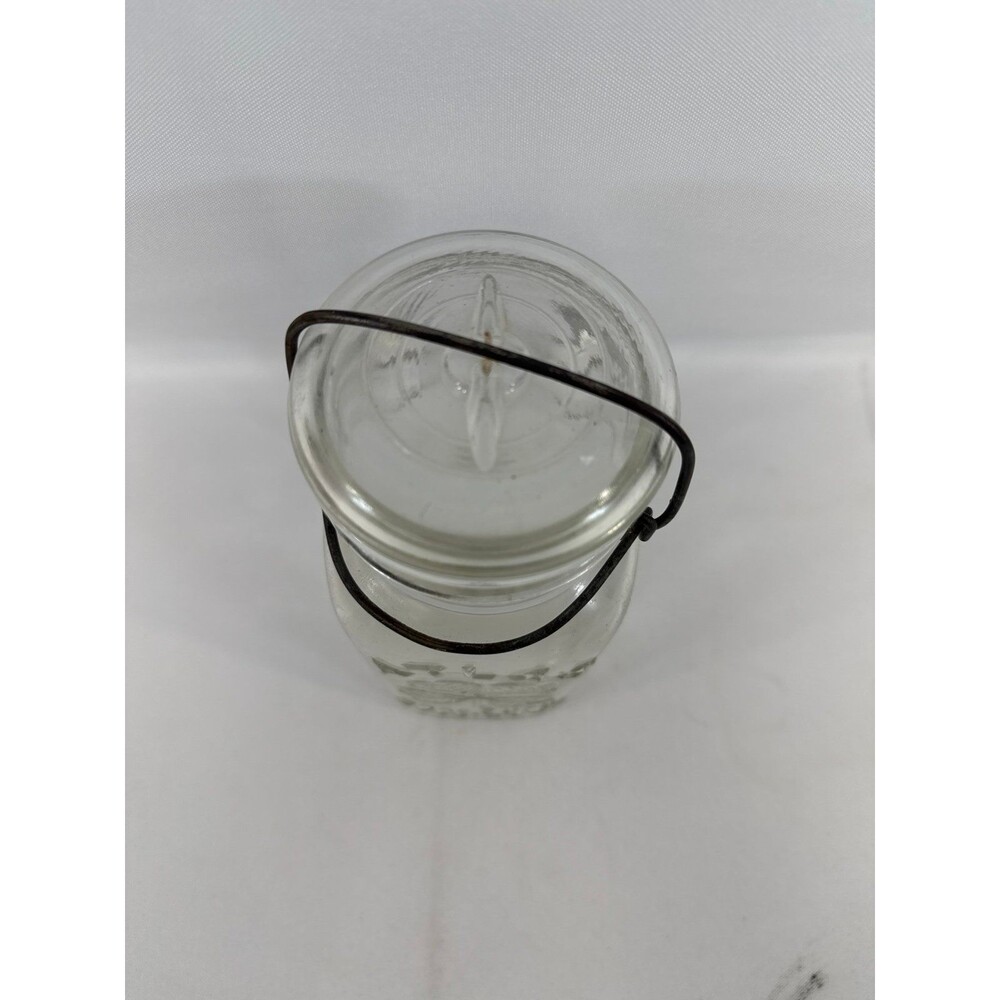 Vintage Atlas "Good Luck" Clear Glass Jar w/ Lid - Picture 2 of 3